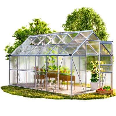 Produktbild von GARDEBRUK® Gewächshaus Aluminium 7,2m² 380x190cm inkl. 4 Dachfenster Tomatenhaus Treibhaus Anzuchthaus Garten Frühbeet Pflanzenhaus Aufzucht 11,73m³
