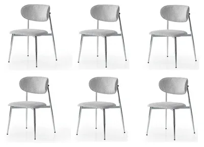 Produktbild von Stühle-Set 6x Stuhl Modern Stoff Komfortabel Grau Weich Bequem