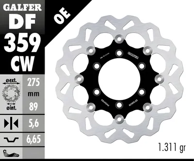 Obrázok produktu pre Brzdový kotúč Galfer DF359CW WAVE® s homologizáciou ECE R90, plávajúci zadný 275x5,6 mm kompatibilný so Suzuki VZR M R R2 Intruder 1800 ccm rok 2006 - 2019