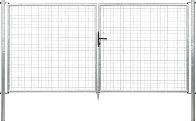 Produktbild von Alberts Wellengitter-Doppeltor mit Zubehör, Breite 300 cm, Höhe 150 cm, feuerverzinkt, zum Einbetonieren, Pfostentärke 60 mm
