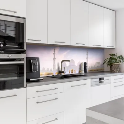 Produktbild von Dedeco Küchenrückwand Motiv: Arabia V1, 5mm Hartschaum Kunststoffplatte PVC als Spritzschutz Küchenwand Wandschutz wasserfest, inkl. UV-Lack matt, alle Untergründe, 240 x 60 cm