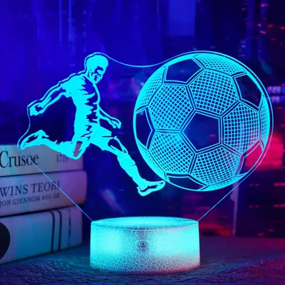 Image de Lampe d'illusion 3D sur le thème du football avec télécommande, 16 couleurs au toucher et minuterie - Lampe de chevet pour la chambre des garçons, des filles et des hommes