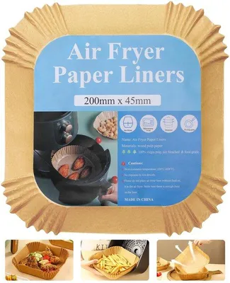 Produktbild von Vierkant Airfryer bakpapier für 4,5L-8L, 100 Stück, 20-24cm, antiaanbakbeschichtet, wasserdicht, fettbeständig, Einwegformen, Backpapier für den Ofen, Pfannen, Backen, Toaster