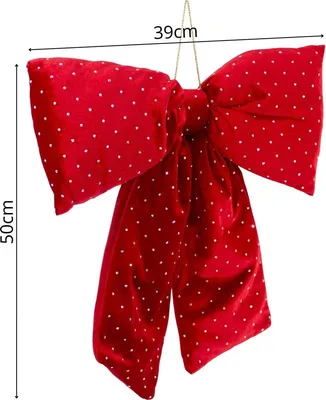 Zdjęcie produktu dla Kokarda dekoracyjna MICA czerwona 39x50 cm - duża dekoracja świąteczna, elegancka kokarda na drzwi, ścianę i choinkę, wielokrotnego użytku, świąteczna klasyka