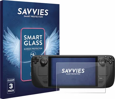 Produktbild von 3x Savvies Schutzglas Folie für Valve Steam Deck / OLED 9H Panzer Schutzfolie Glas Displayschutz klar transparent
