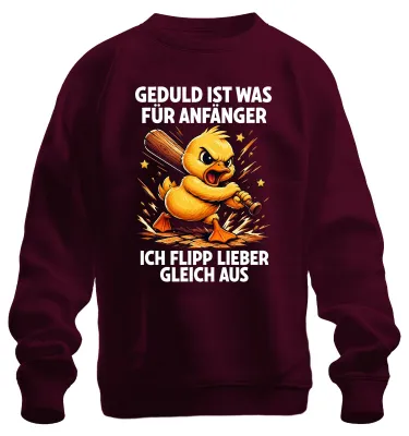 Immagine prodotto di Maglietta con cappuccio o felpa "Ich flipp lieber aus Wütende Ente Statement", sarcasmo, colore bordeaux, taglia L