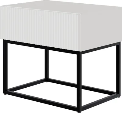 Produktbild von Selsey Veldio - Nachttisch mit Schublade, weiß mit schwarzem Metallgestell, 50 cm