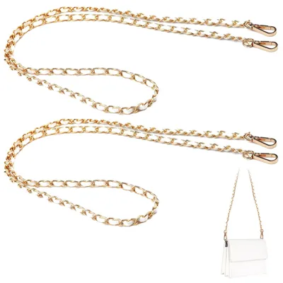 Taschenkette 120 cm, Gold/Weiß, Metall, 2 Stück