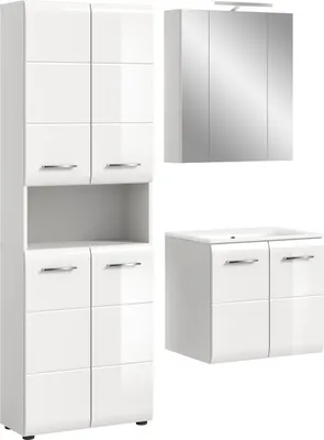 Produktbild von xonox.home Ice Badkombination (B/H/T: 135x185x46 cm) in weiß hochglanz tiefzieh
