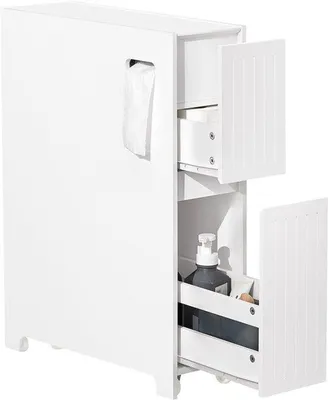 Produktbild von Nisplank – Weiß – 20x75x60 cm – Schmaler Küchenregal und Badezimmer-Rollwagen