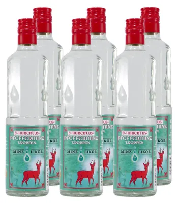 Produktbild von St. Hubertus Pfefferminz-Tropfen Likör (6 x 0,5L)