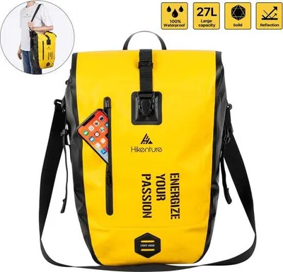 Produktbild von Famanu Fahrradtasche 27 l - wasserdicht, mit Schulterriemen, gelb