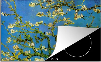 Produktbild von KitchenYeah© Herdabdeckplatte Mandelblüte - Vincent van Gogh , 80x52cm, Küche Deko, Glaskeramikkochfeld Herdabdeckung, Abdeckplatte fùr Kochfeld