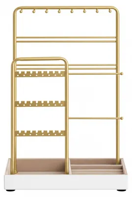 Productafbeelding van Halskettinghouder met metalen frame | Goud | 19,6 x 11,5 x 30,8 cm