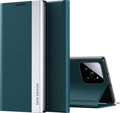 Obrázek produktu pro Pouzdro pro Xiaomi 14 Pro LeatherPolyuretanFlip Cover Protective Case with Stand Function Green