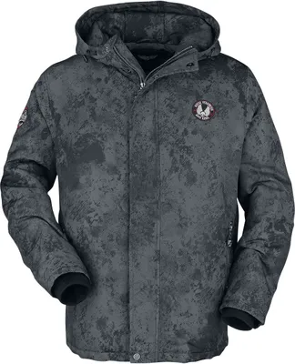 Produktbild von Rock Rebel by EMP Herren schwarze Winterjacke mit Prints und Patch S