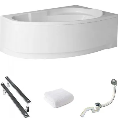 Obrázok produktu pre Aqua For You | Polimat Asymetrická vaňa Marea – 150 x 100 cm – Antibakteriálna úprava – S bielym obložením – Pravostranná – Akryl
