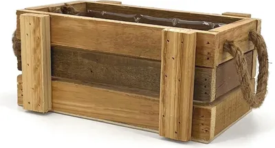Produktbild von Famanu Blumenkasten Rechteckig - Natürliches Holz - 26 x 15 x 10 cm