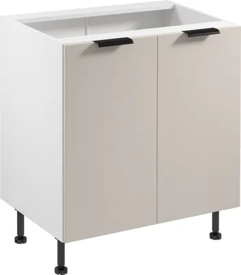 Produktbild von Küchenunterschrank 80 cm mit 2 Türen küchenmöbel Küchenblock, Sorento D80 Weiß/Beige