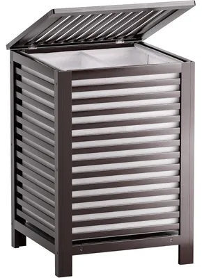 Produktbild von Großer Wäschekorb aus Bambus mit Deckel und 2 Fächern, Braun, 120 L, 47x47x65 cm