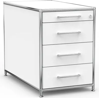 Produktbild von VERSEE Standcontainer 80 cm mit 4 Schubladen – Holz Weiß – Aktenschrank auf Rollen