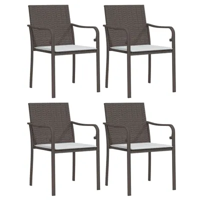 Produktbild von Gartenstühle mit Kissen 4 Stk. Braun 56x59x84 cm Poly Rattan