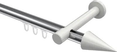 Produktbild von Interdeco Innenlaufstange / Gardinenstange mit Innenlauf Chrom / Weiß, Typ Prestige Savio (Kegel), 20 mm Ø 1-läufig, 240 cm