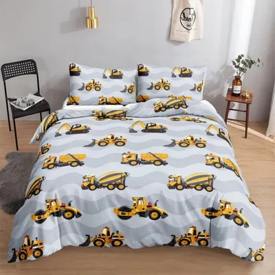 Produktbild von Bettbezug-Set Kinder Baufahrzeuge 155x220cm 2x80x80cm Mikrofaser