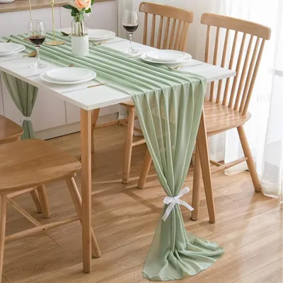 Immagine prodotto di Runner da tavolo verde in chiffon, 70x420 cm