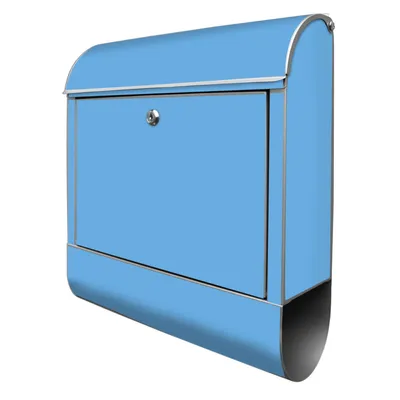 Produktbild von banjado Design Briefkasten Stahl weiß mit Zeitungsfach pulverbeschichtet "Pastellblau" 38x46x12,5cm & 2 Schlüssel - Postkasten A4 Einwurf inkl. Montagematerial [BK 0019]