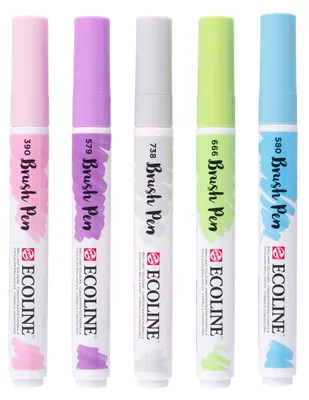 Image de Ecoline Brush Pen set Pastel, 5 couleurs