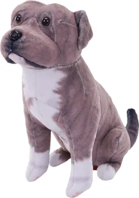 Obrázek produktu pro Plyšový pes Pitbull se zvukem šedý - 18 cm