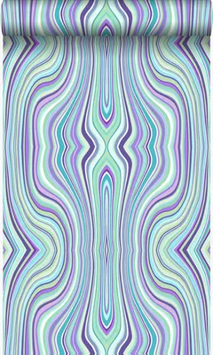 Zdjęcie produktu dla Origin Wallcoverings Tapeta linie graficzne turkusowymIfioletowym 53 cm x 10.05 m