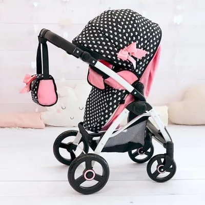 Produktbild von 17560AAPuppenwagen City Max mit Tasche, höhenverstellbar, schwenkbare Vorderräder, wandelbar als Jogger, integrierter Korb, Schwarz, Rosa | wandelbar als Puppenjogger, verstellbarer Griff, schwenkbare Vorderräder, integrierter Korb