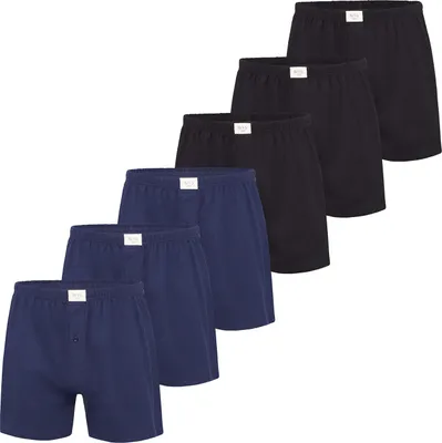 Produktbild von Phil & Co. Berlin Herren Boxer 6-Pack Jersey Loose Fit - black-navy - Größe XL