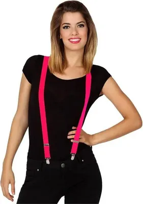Image de bretelles années 80 rose fluo - taille unique