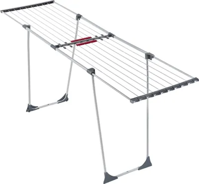 Produktbild von KADAX Wäscheständer "Eloie", großer Trockenleinenlänge, Grau, 110-196 cm