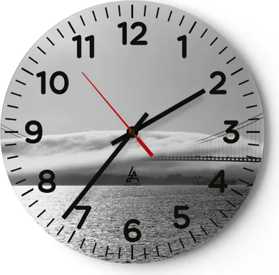 Produktbild von Wanduhr - Rund - Glasuhr - Usa goldenes tor brücke - 30x30cm - Schleichendes Uhrwerk - Lautlos - zum Aufhängen bereit - Dekoration Modern - Wanddekoration aus Glas - C4AR30x30-1470