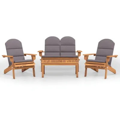 Image de vidaXL Ensemble salon de jardin 4 pièces Adirondack bois massif acacia