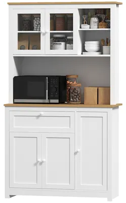 Productafbeelding van HOMCOM Keukenkast, buffetkast, multifunctionele kast met 2 open planken, wit