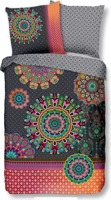Produktbild von Traumschloss Comfort Flanell Bettwäsche - Izett - bunte Mandalas auf dunklem Hintergrund 135 x 200 cm bunte Mandalas auf dunklem Hintergrund
