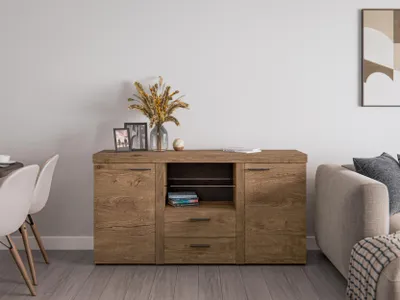 Produktbild von AX LIVING Schubladenschrank Kommode Spacoro 2T2S Modern Eiche Lefkas