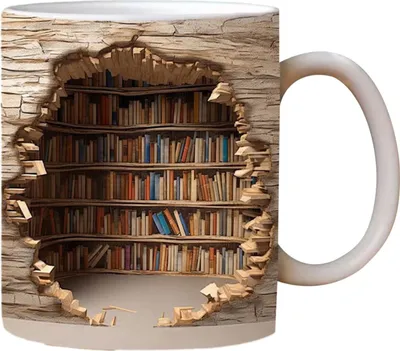 Produktbild von Becher Kaffeetasse,3D Bücherregal Tasse,Bücherbecher,Bibliotheksregal Becher,Mehrzweckbecher, ein Geschenk für Leser, Liebhaber winterbeauy