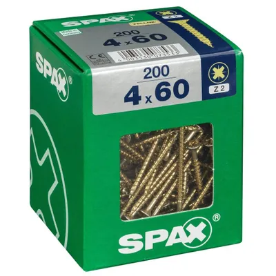 Immagine prodotto di Set di 200 viti in acciaio a testa svasata pozidriv SPAX, Diam.4 mm x L.60 mm