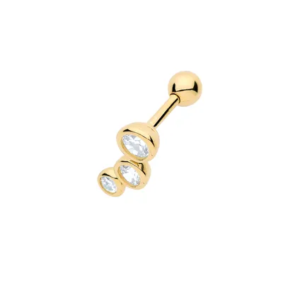 Produktbild von Wunderschöne 9 Karat (375) Gold Damen - Einzel Knorpel Ohrstecker mit Zirkonia - 10mm*4mm; TRS25913
