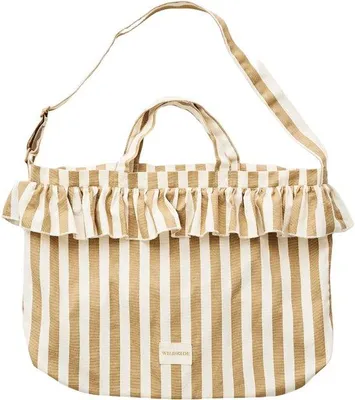 Produktbild von Wildride Shopper Damen - Schultertasche mit Rüschen aus recycelter Baumwolle, groß, 57,5x43 cm - Beige Streifen