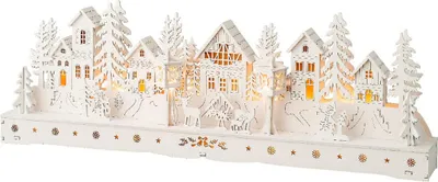 Produktbild von Lumineo talvinen pöytäkoriste valoilla, valkoinen, paristokäyttöinen
