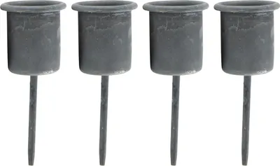 Produktbild von Novaliv 4x Stabkerzenhalter grau I Kerzenpick 7,1 x Ø 2,8 cm Kerzenstecker für Adventskranzdekoration I Kerzenspieß Kerzenleuchter I Dekoration Weihnachten