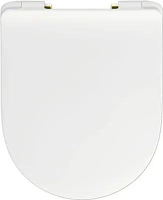 Produktbild von REIKA WC-Sitz MITO weiß Scharniere messing gebürstet mit Absenkautomatik und Quick&Clean für Jungborn Donella, Jungborn