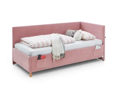 Produktbild von Kofferbett Cool | Mit Rückenlehne | 90 x 200 cm | Rosa Design